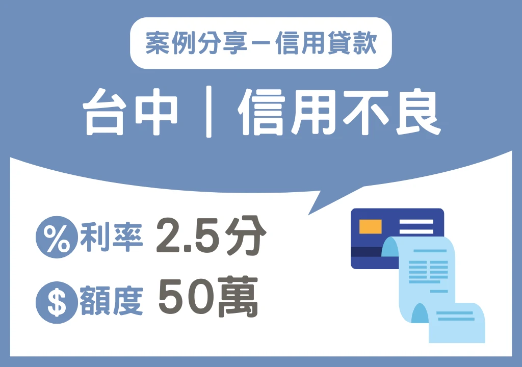 中部 個人信貸 台中信用不良