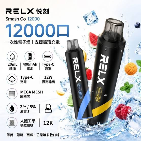 RELX Smash Go 12000 Puffs 規格與產品介紹